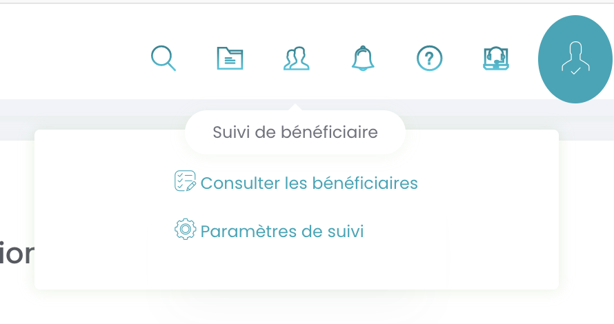 Menu suivi bénéficiaire